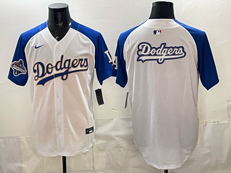 2026 Men Nike Los Angeles Dodgers Blank White blue Game MLB Jersey 008